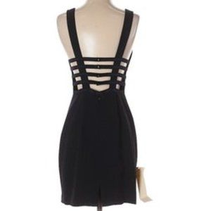 Cache Vintage black strappy crepe little black Sheath Dress Sz 2 NEW
